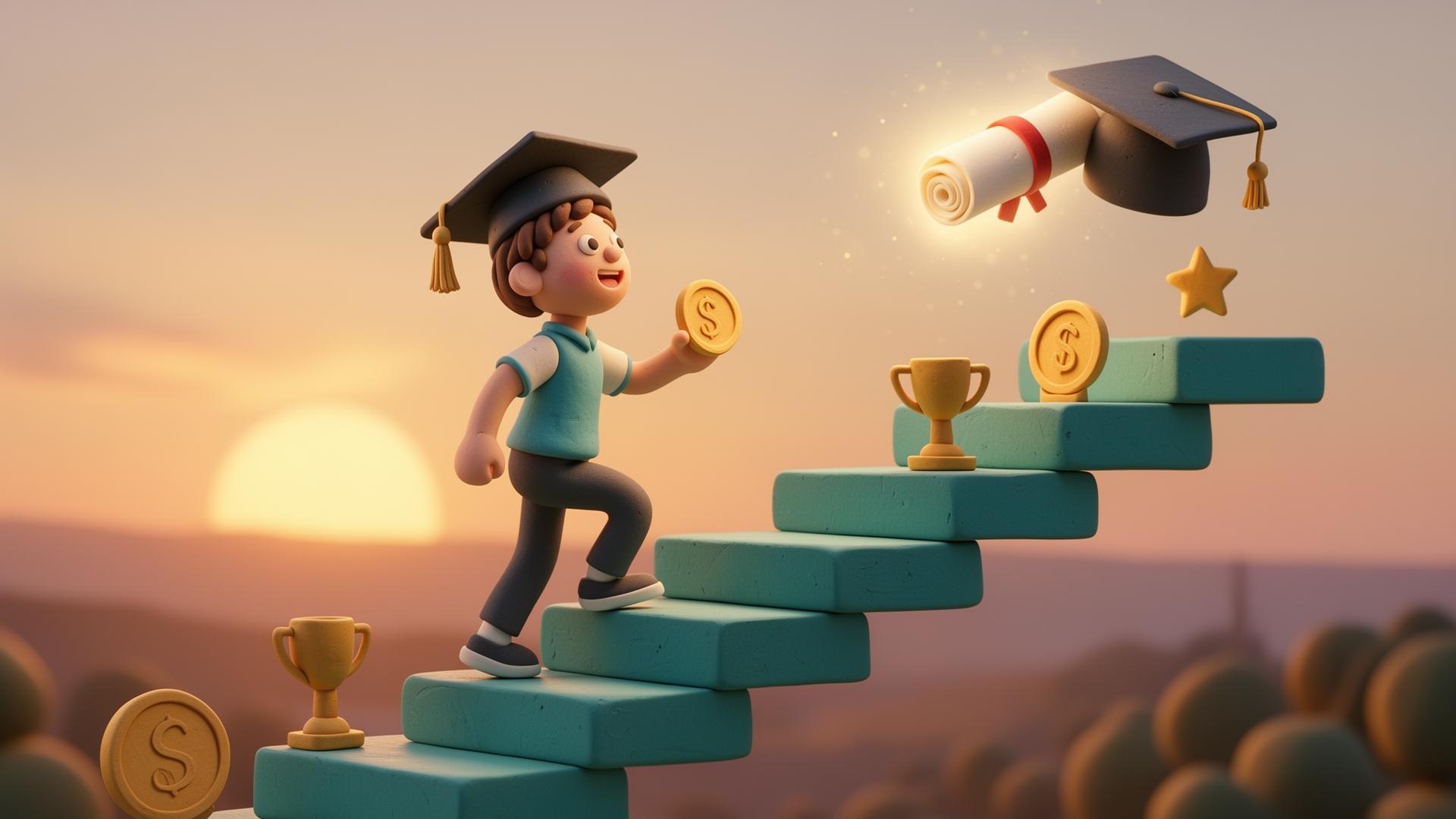 Caminho iluminado por pequenos marcos noturnos